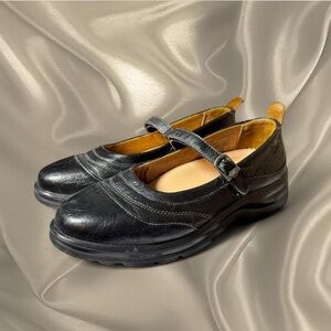 Dr Comfort Black Leather‎ Platform Mary Jane Velcro Strap Comfort Shoes 7.5 Wide
